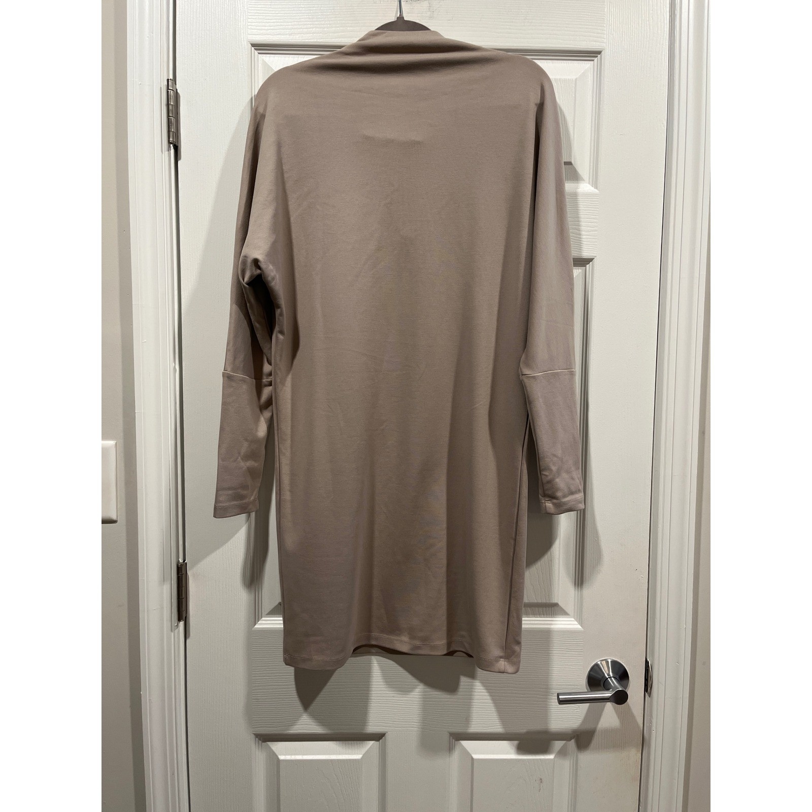 Savvi Taupe Cowl Neck Dolman Sleeve Tunic Mini Dress Medium Tan Long Sleeve