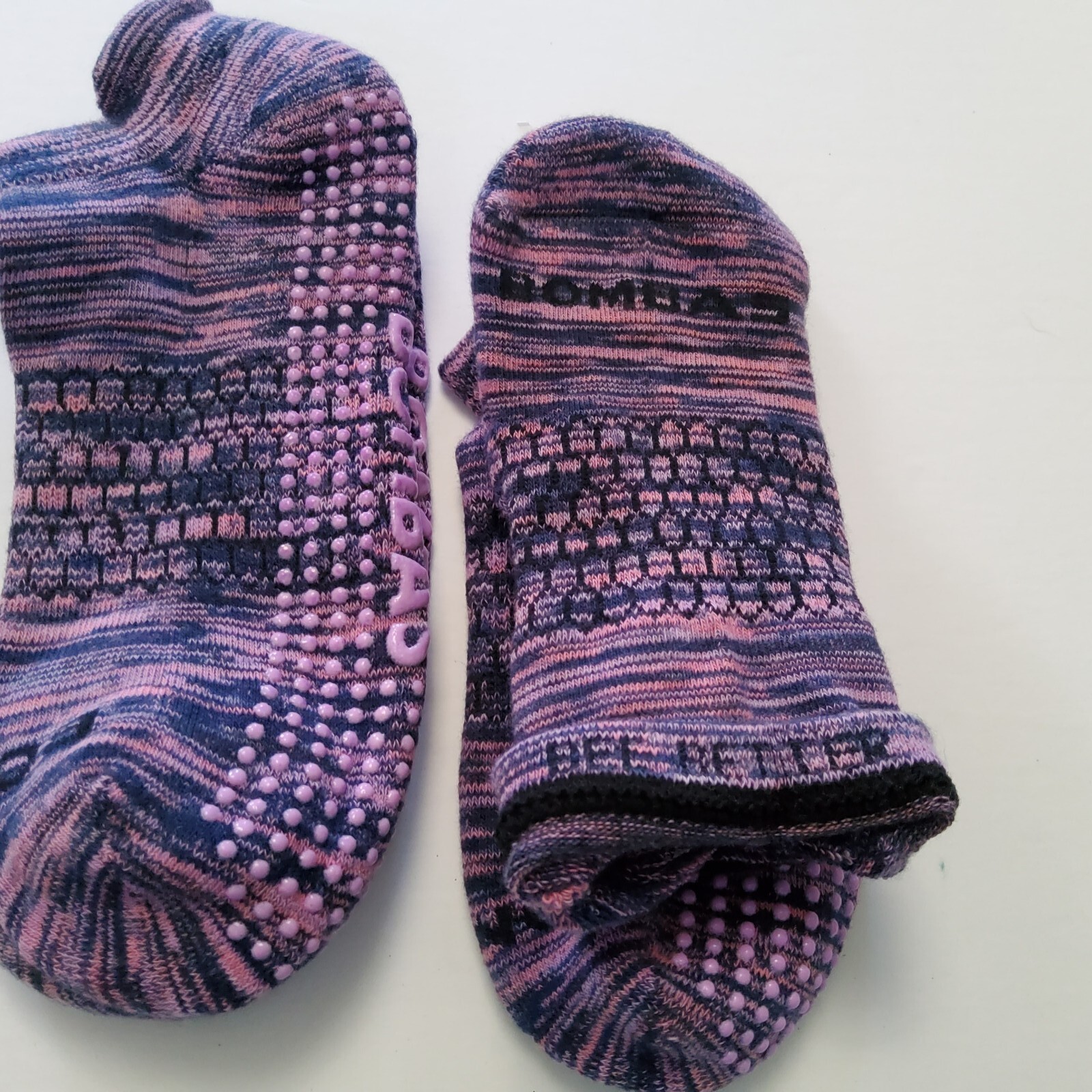 Bombas Grippers Space Dye Ankle Socks Lot Of 2 Pairs Size L