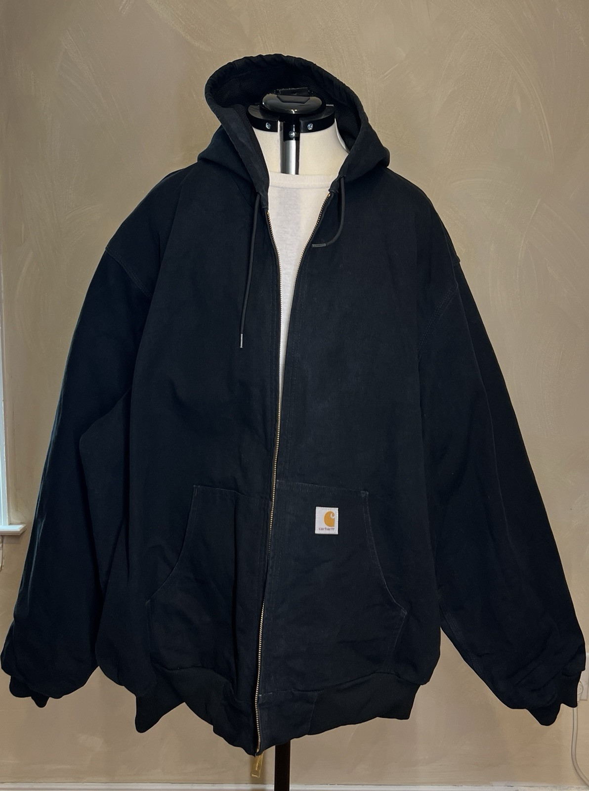 Carhartt Men’s Full-zip lined Hooded Black Canvas Jacket J131, USA|Size:3XL Tall
