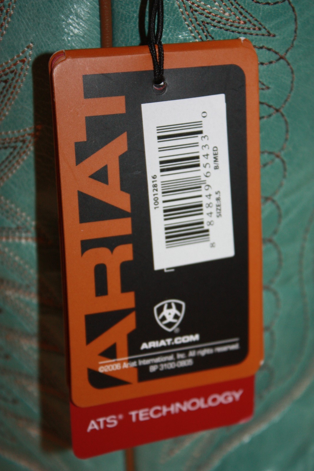 NEW! NIB! ARIAT Dark Bay Glazed Turquoise Leather HONOR Square Toe Boots $260
