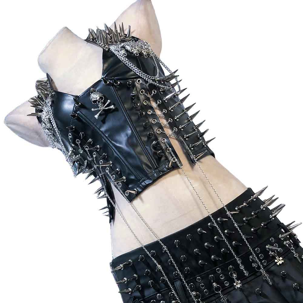 Goth Tops ALT Gothic Tank Y2K Punk Rock Clothes Grunge Spiked Emo Clothing
