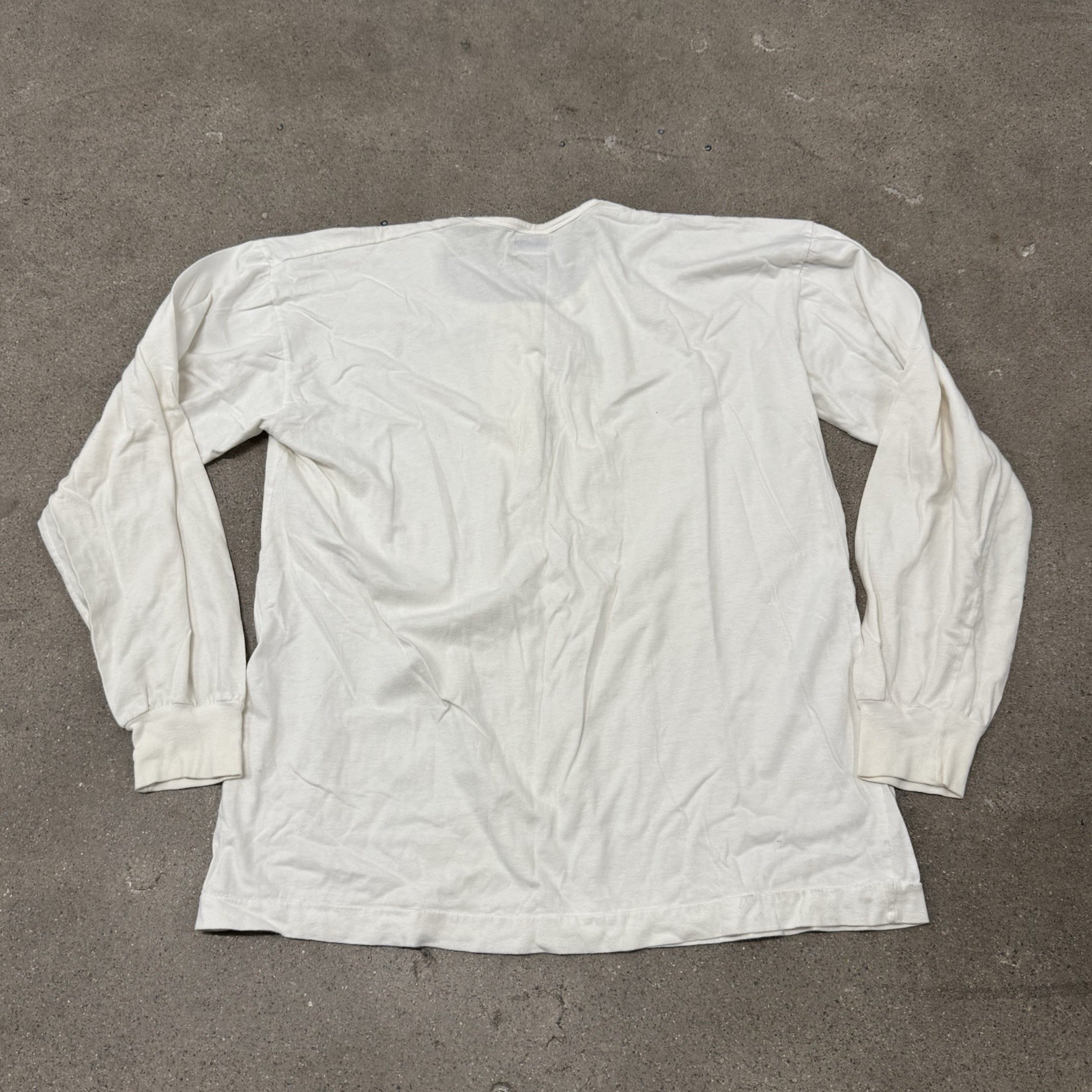 Vtg 60s 70s Race Brand Goldstar Henley T-Shirt Mens 42 white long sleeve