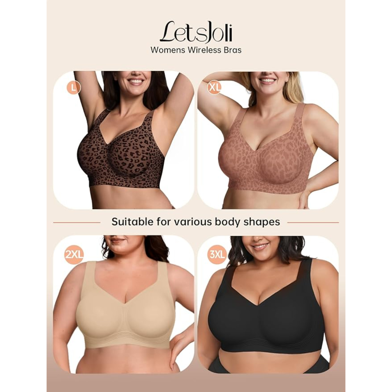 Womens Wireless Push Up Bra Full Coverage Seamless Supportive Plus Size