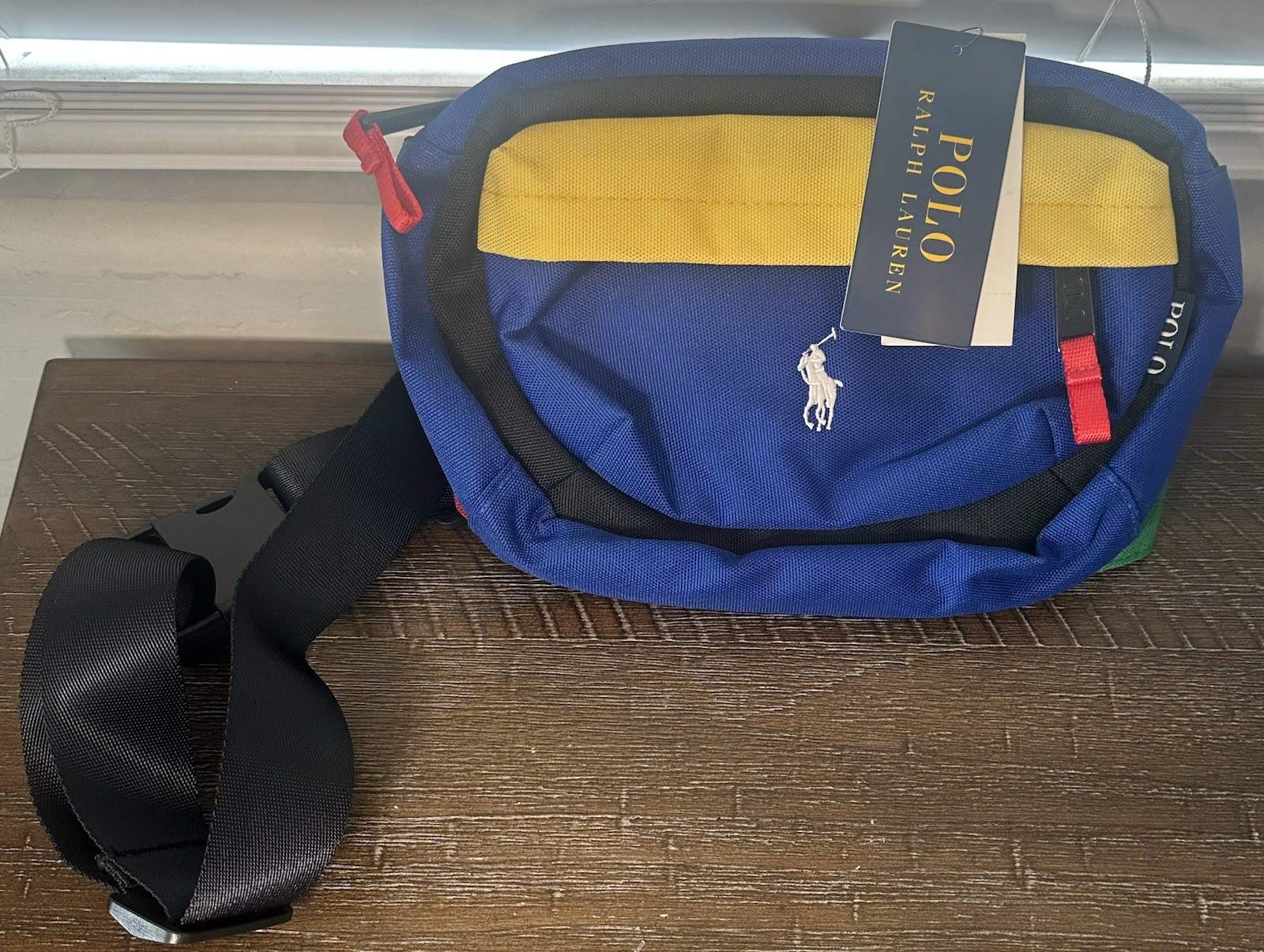 Polo by Ralph Lauren Blue Yellow & Red Colorblock Belt Bag Fanny Pack NWT