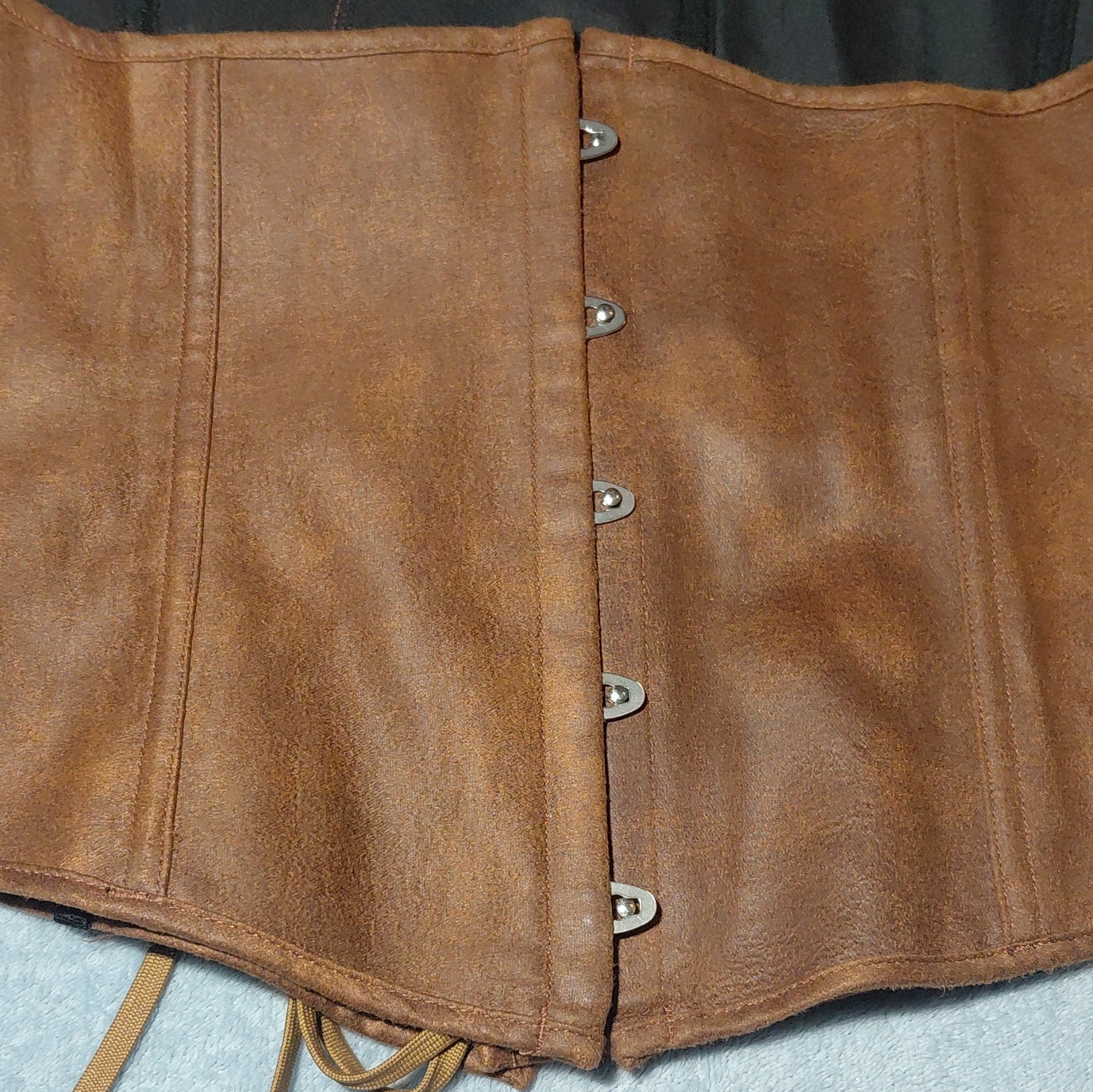 Alivila.Y Brown Corset Top 5XL Hook & Eye Front Lace-Up Back Solid