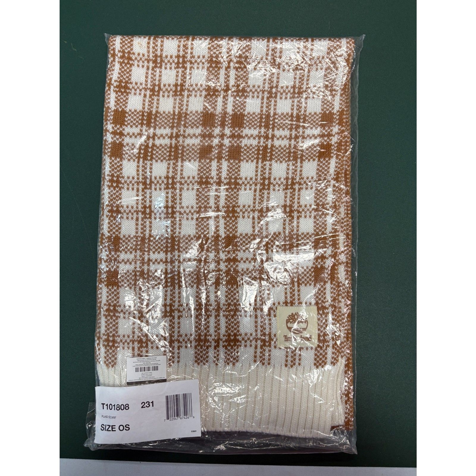 Timberland Wheat Plaid Double-Faced Knit Scarf