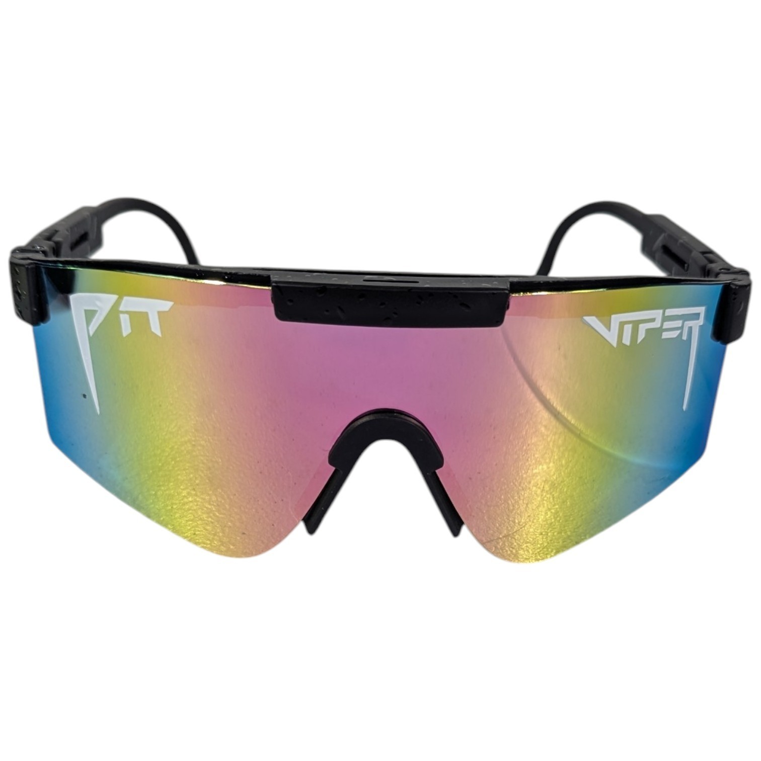Pit Viper Sunglasses Black Frame Pink Rainbow Shield Lense Spray Cycling Biking