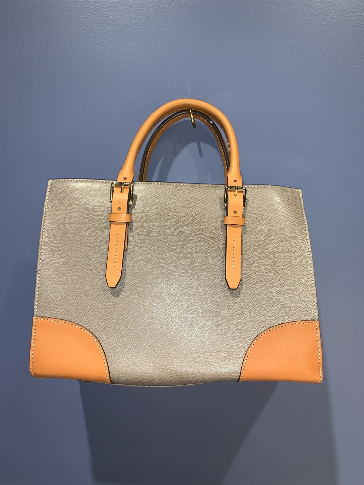 Dooney & Bourke All Weather Leather Essex Carrier Saddle Coffee Tan, New