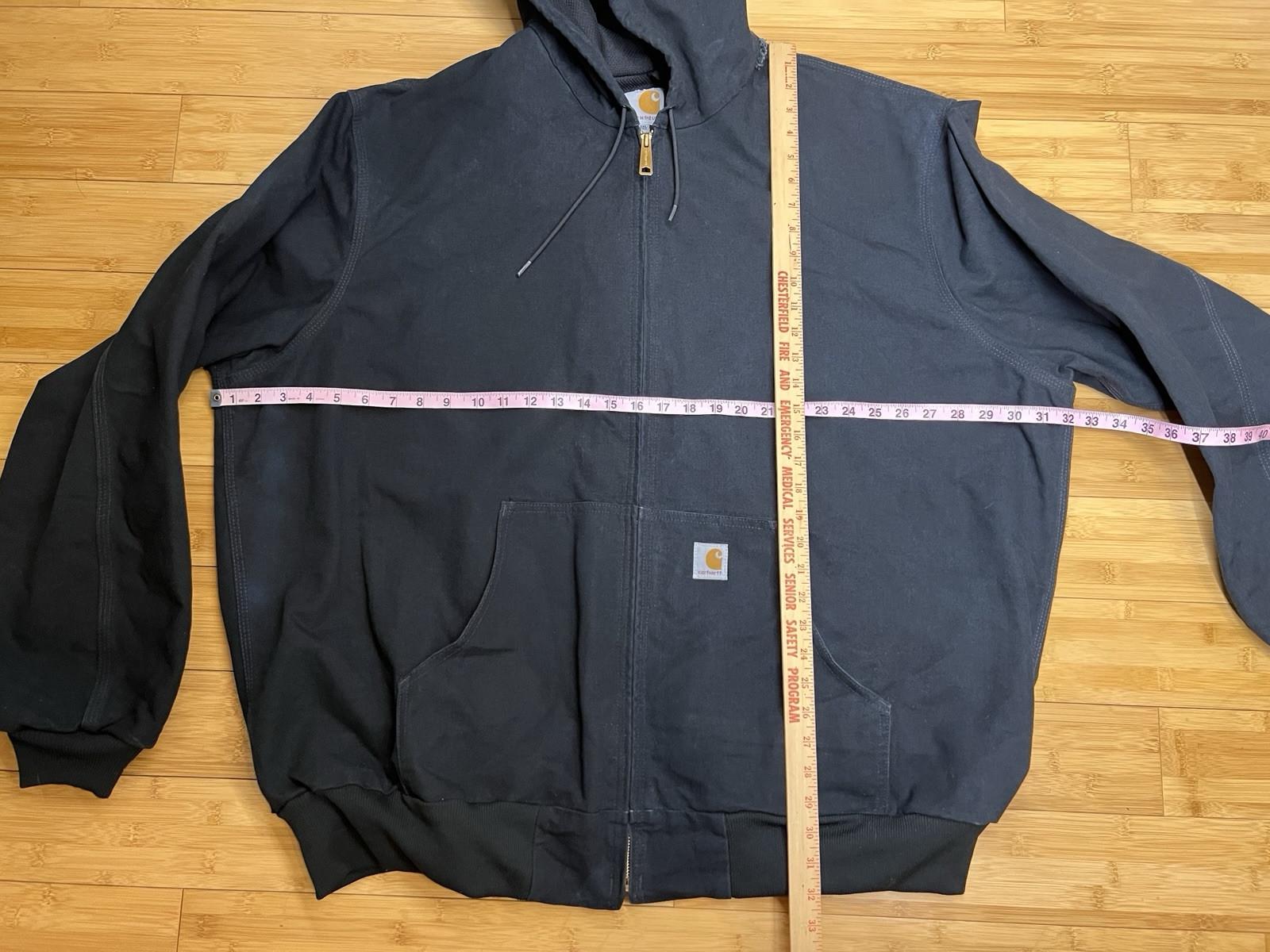 Carhartt Men’s Full-zip lined Hooded Black Canvas Jacket J131, USA|Size:3XL Tall