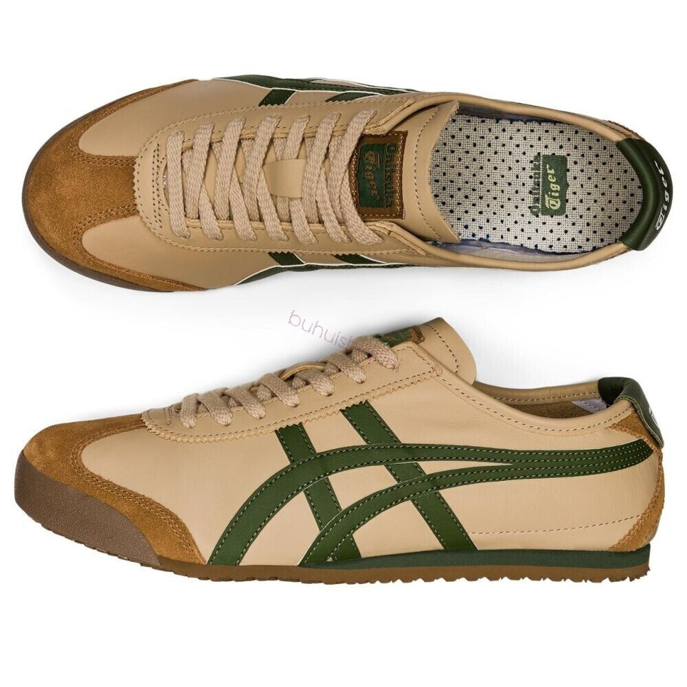 Unisex Beige Grass Gree Onitsuka Tiger MEXICO 66 Classic Athletic Shoes Sneakers
