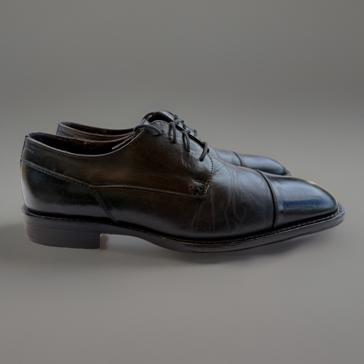 Johnston & Murphy Melton Black Leather Cap Toe Derby Dress Shoes Men’s Size 9.5