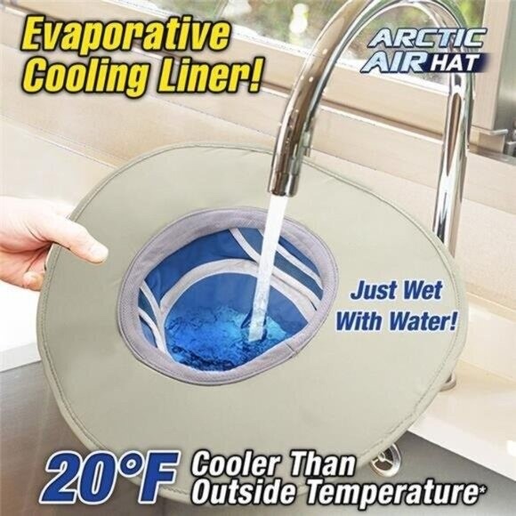 Arctic Air Evaporative Cooling Hat Beige One Size Fits Most NEW