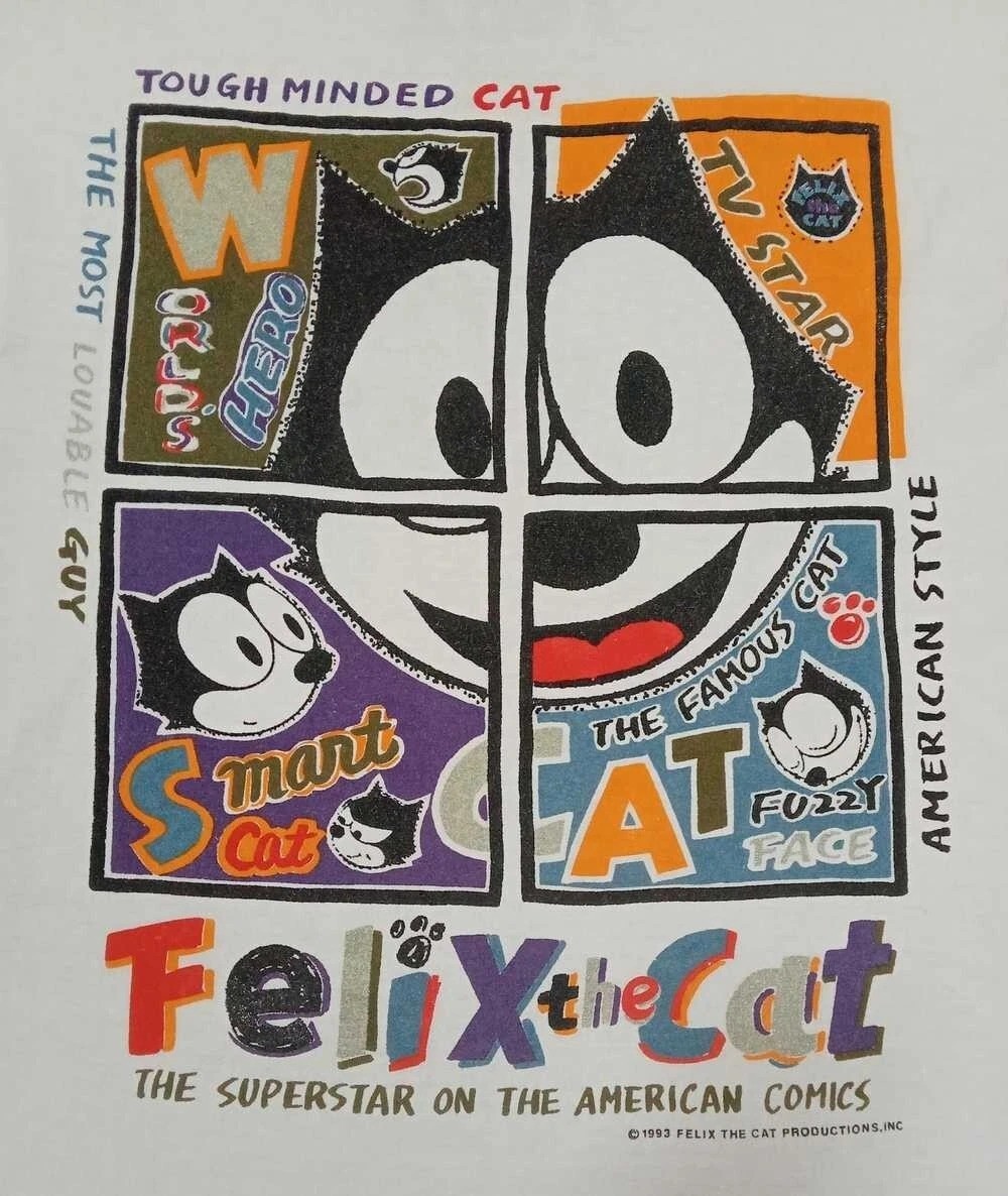 90’s Felix The Cat Unisex White All Size Classic T-Shirt Reprint
