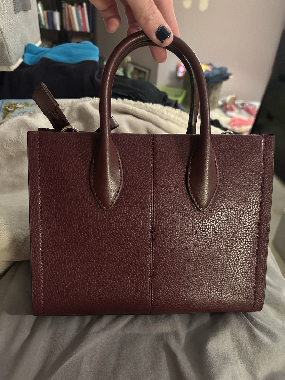 Michael Kors Mirella Small Shopper Crossbody In Oxblood