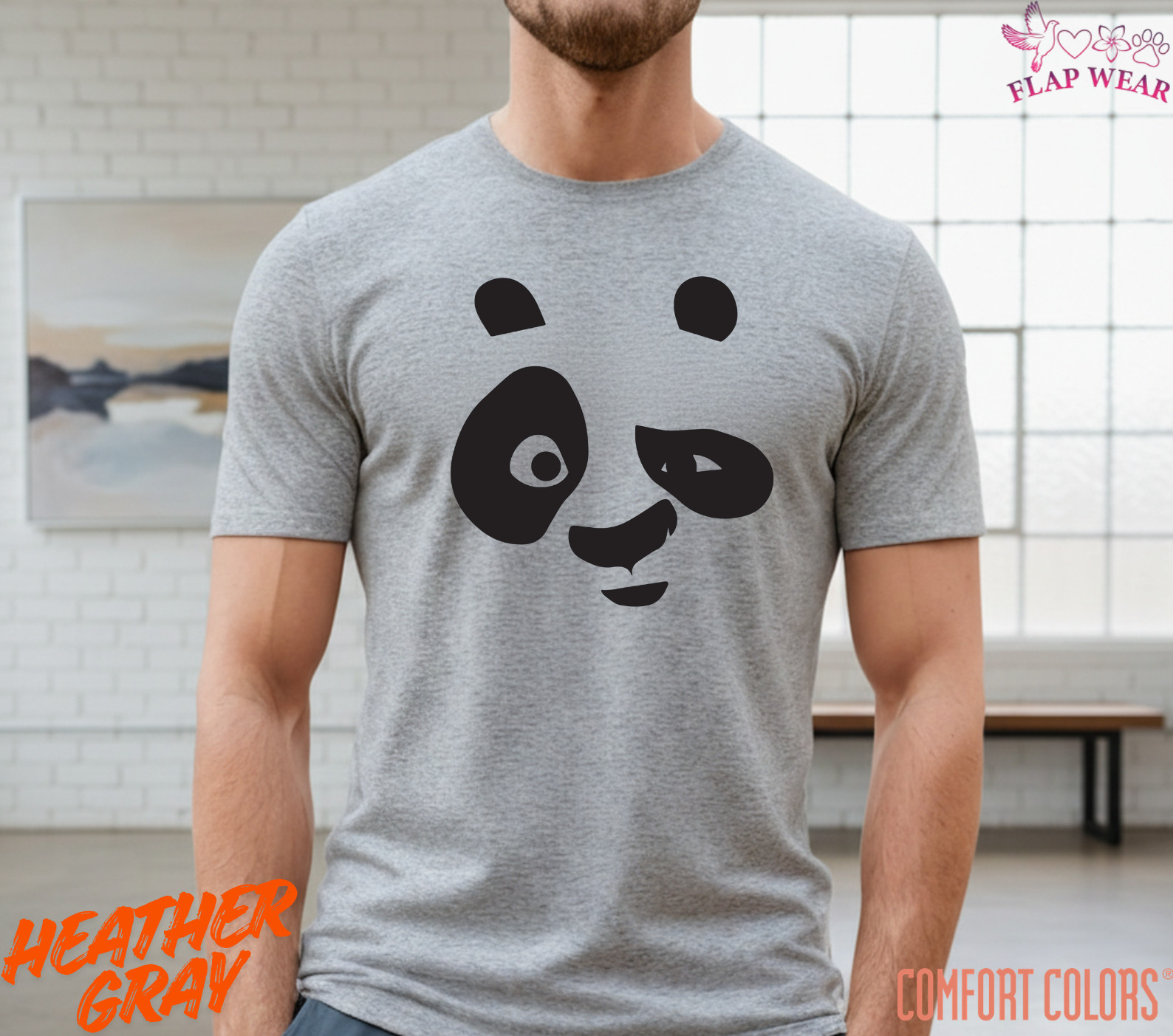 Unisex Cute Winking Panda Face T-Shirt – Minimalist Giant Panda Bear Graphic Tee