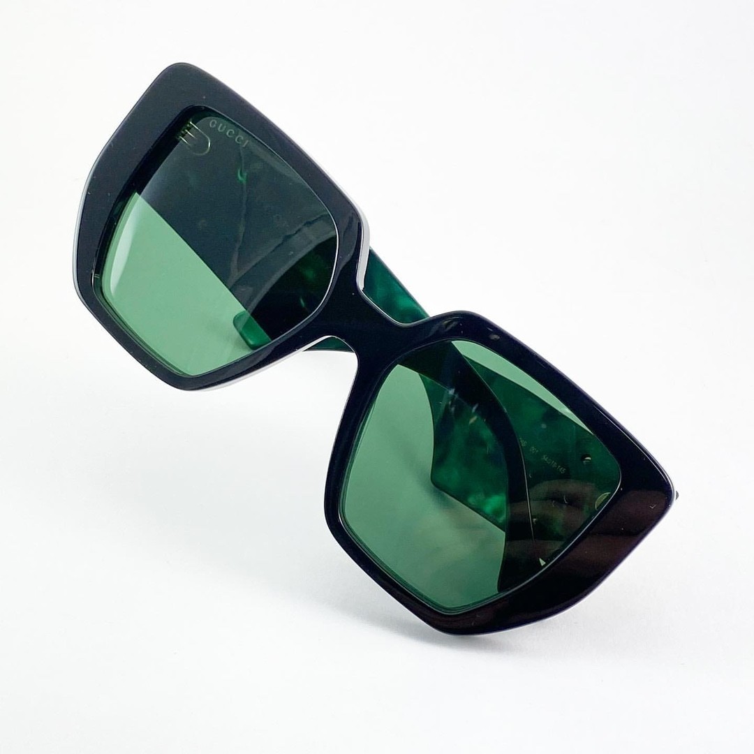 New Gucci GG0956S Oversized Geometric Women’s Sunglasses Black/Green Lense