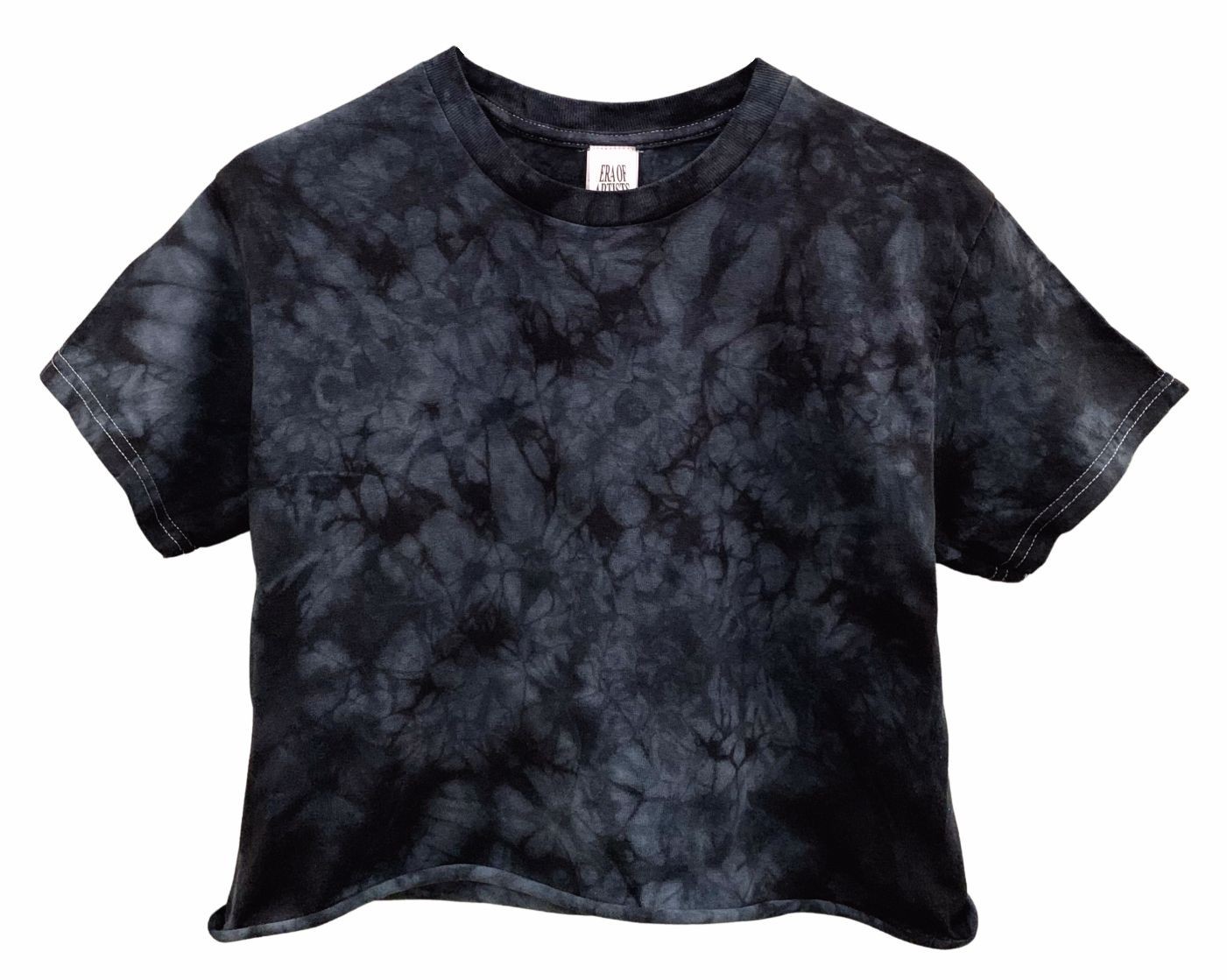 Crystal Tie Dye Unisex Cropped Tee, Hand Dyed, Raw Bottom Edge