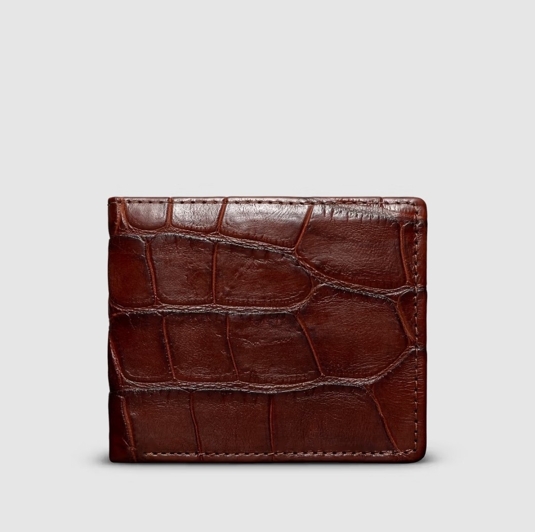 Tecovas Walnut/Brown Alligator Pattern Bifold Wallet Credit Card Folding Men