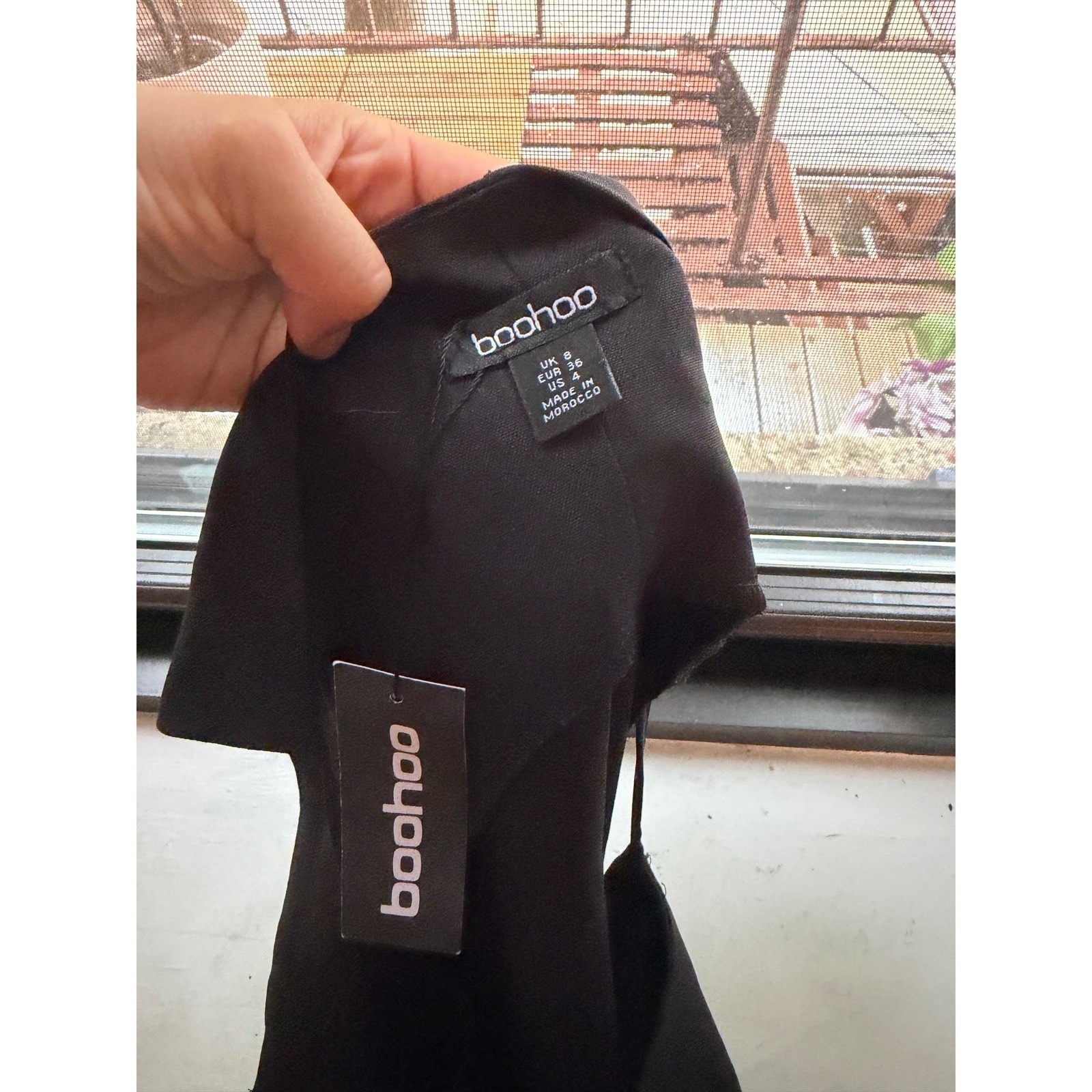 Boohoo Black Waistcoat Button Down Cami Top Square Neck Tie Back Size US 4 NWT