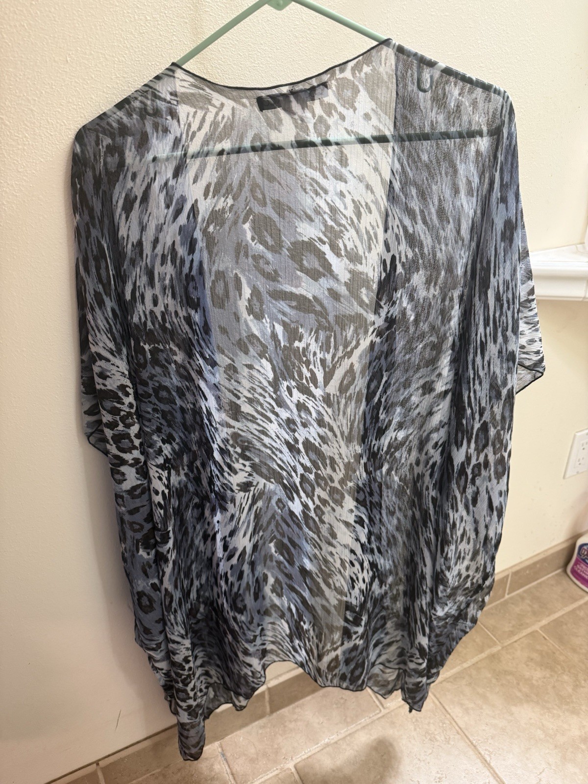 COCO BIANCO Womens Sheer Leopard Print Knee Length Cardigan Size L