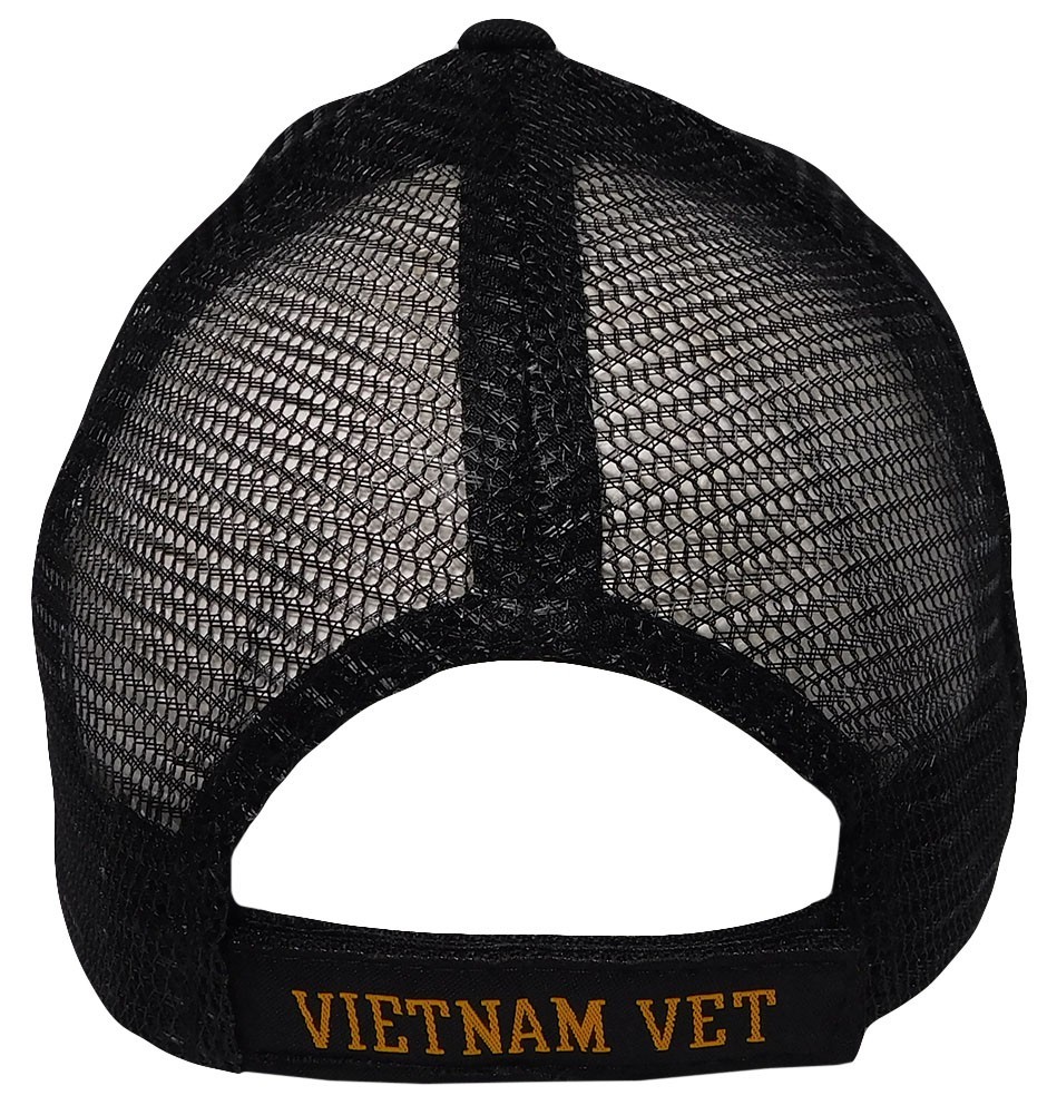 Vietnam Veteran Vet Ribbon Black Mesh Trucker Embroidered Hat Cap – Licensed