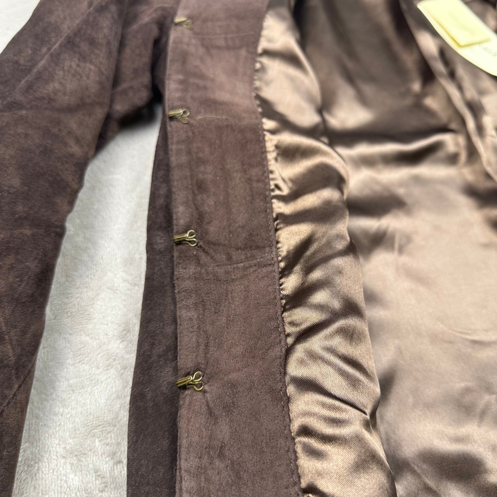 Brown Genuine Suede Studded Jacket Petite Small Statement Jacket
