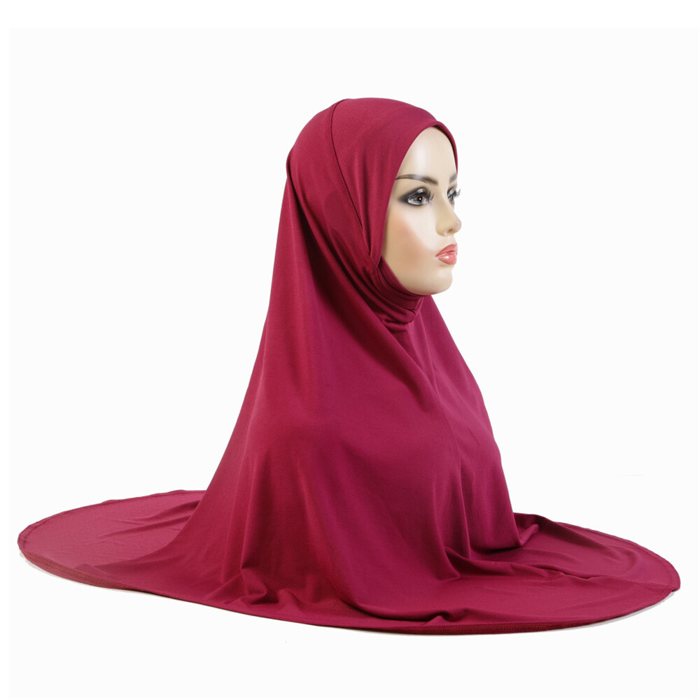 One Piece Full Coverage Long Head Scarf Wrap Solid Color Women Shawl