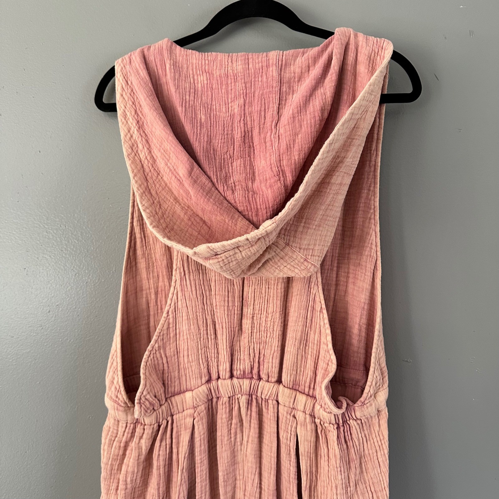 Oli & Hali Pink Muslin 100% Cotton Hooded Jumpsuit LARGE
