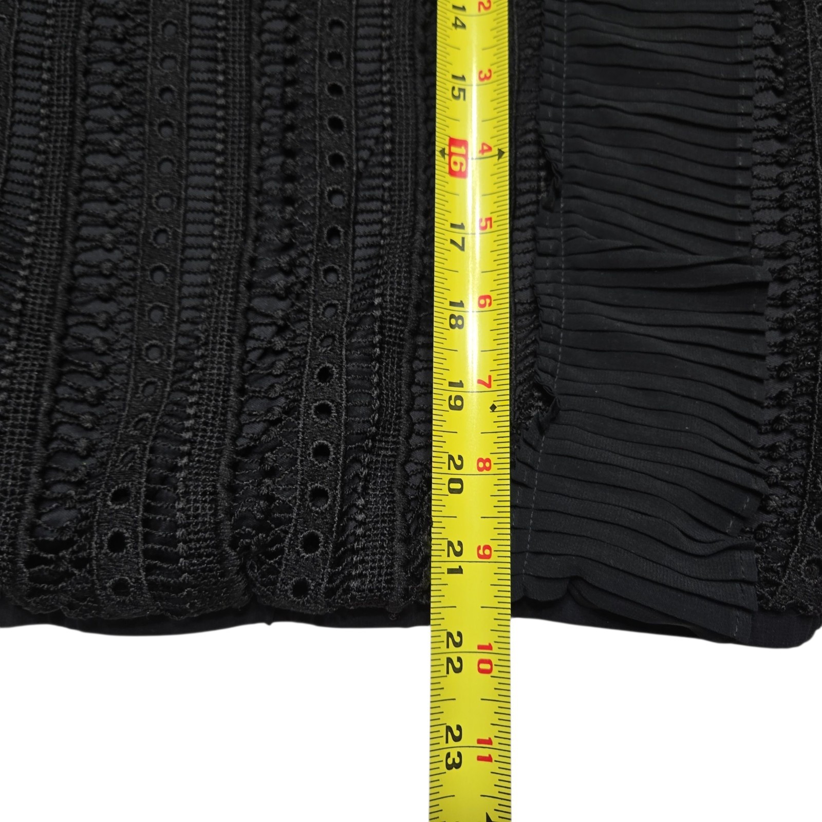 Calligraphie Top Womens Small Black Ruffle Crochet Whimsigoth Balloon Sleeve