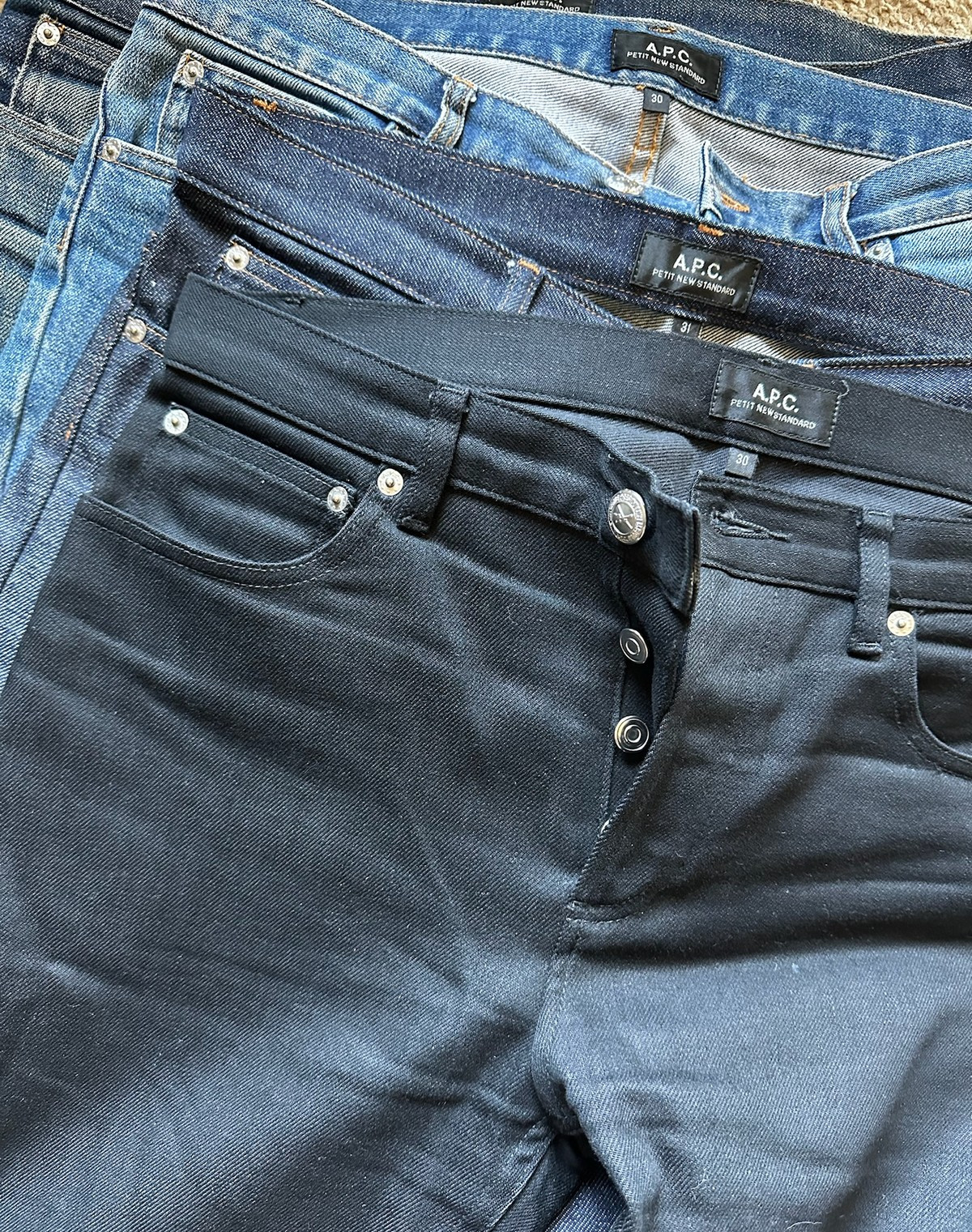 Lot of 4 APC Petit New Standard Jeans Mens 30 31 Denim Black Indigo