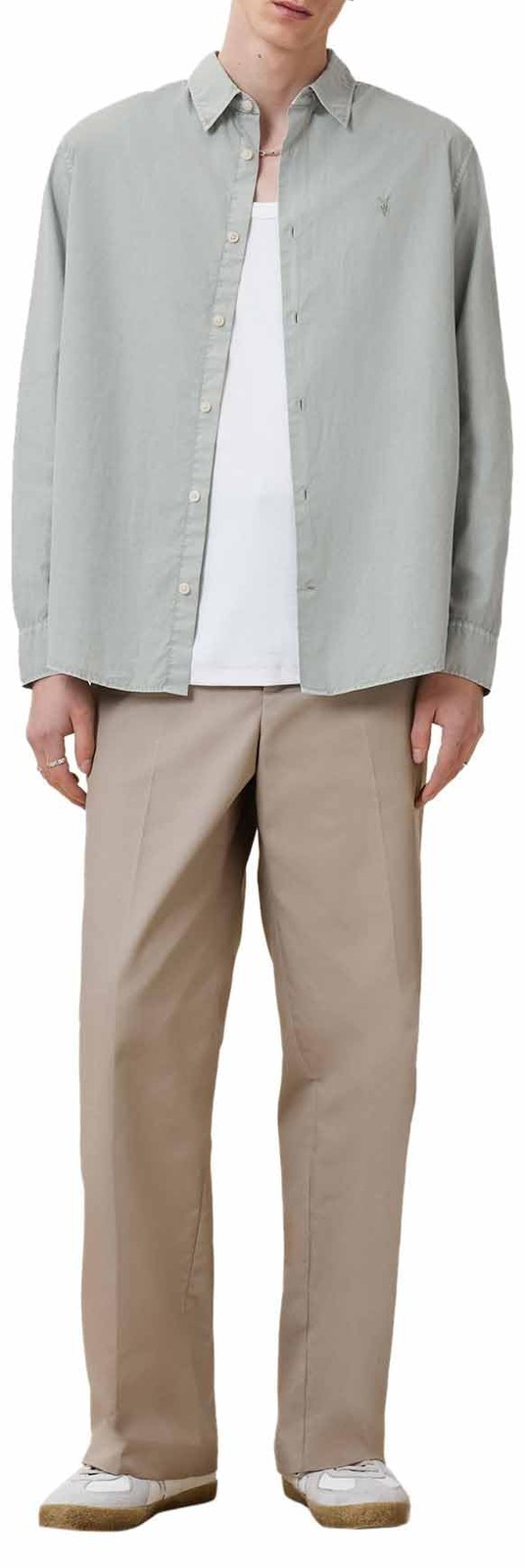 AllSaints MensCasual Shirttahoe Ls Shirtslate Greensmall Small