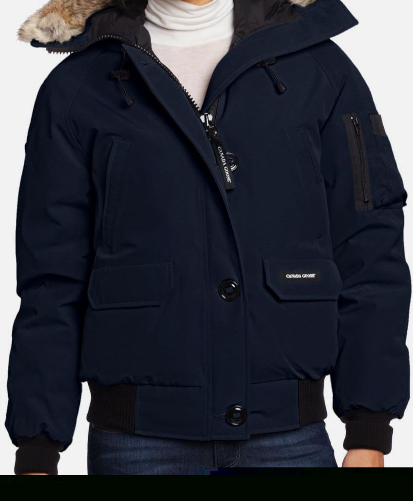 Canada Goose Women’s Blue Chilliwack Coyote Fur Down Bomber Jacket Coat Size S