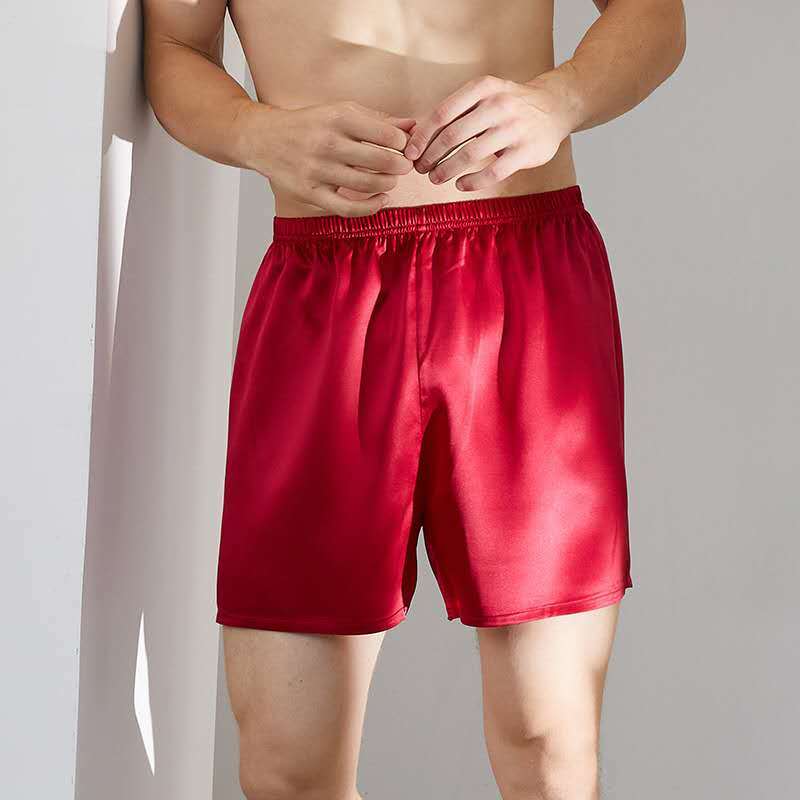 Men’s 19MM 100% Silk Boxer Shorts Silk Nightwear Sleepwear Pajamas