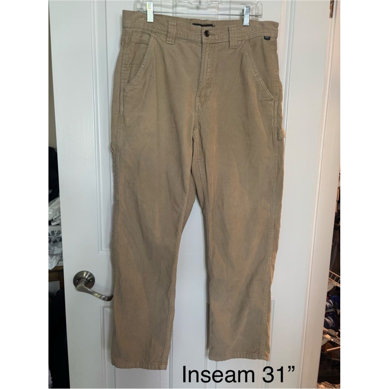 EUC VANS Men’s Tan Corduroy Drill Chore Carpenter Relaxed Fit Pants size 33