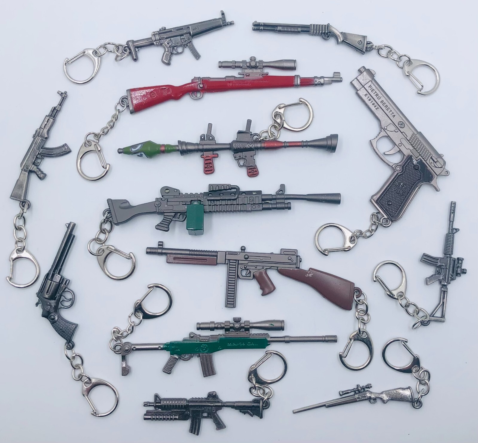 Gun Keyring Weapon Model Metal Keychain Key Ring Chain Pendant AK47 M4 Sniper