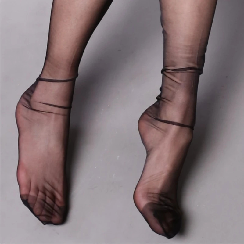 Fully Fashioned Stockings 100% NYLON Non Stretch Seamless BLACK 5 Den Medium