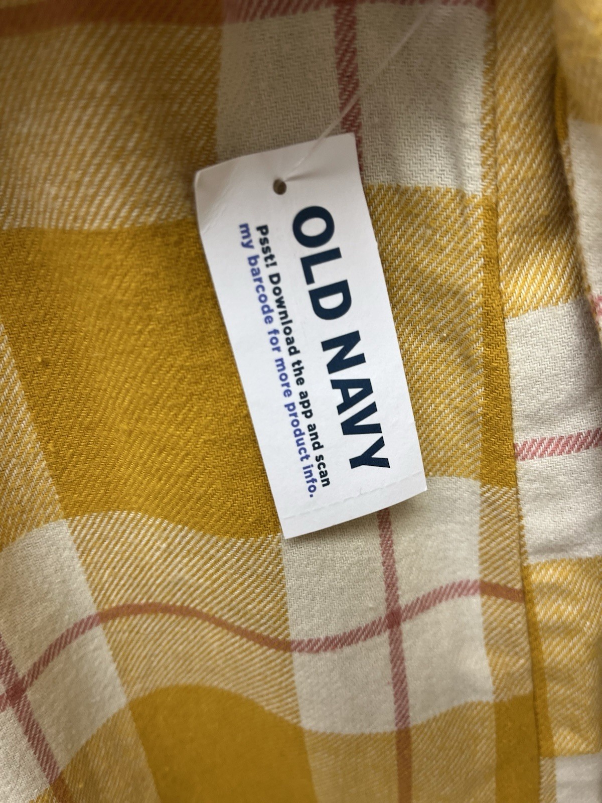 Old Navy Women’s XL Sz 14-16 Gold/White/Red Plaid Flannel Button-Down Shirt NWT