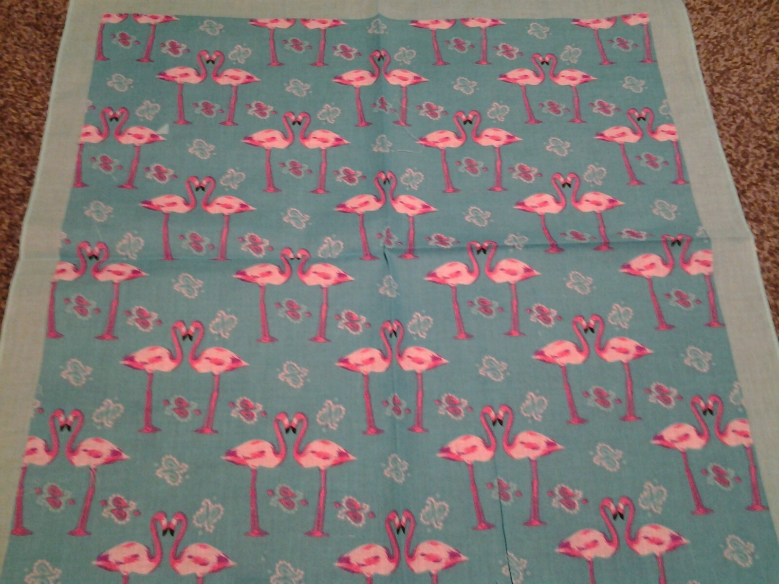 Lot of 2 new PINK FLAMINGO TEAL GREEN COTTON BANDANA HANKY COWBOY BIKER SCARF