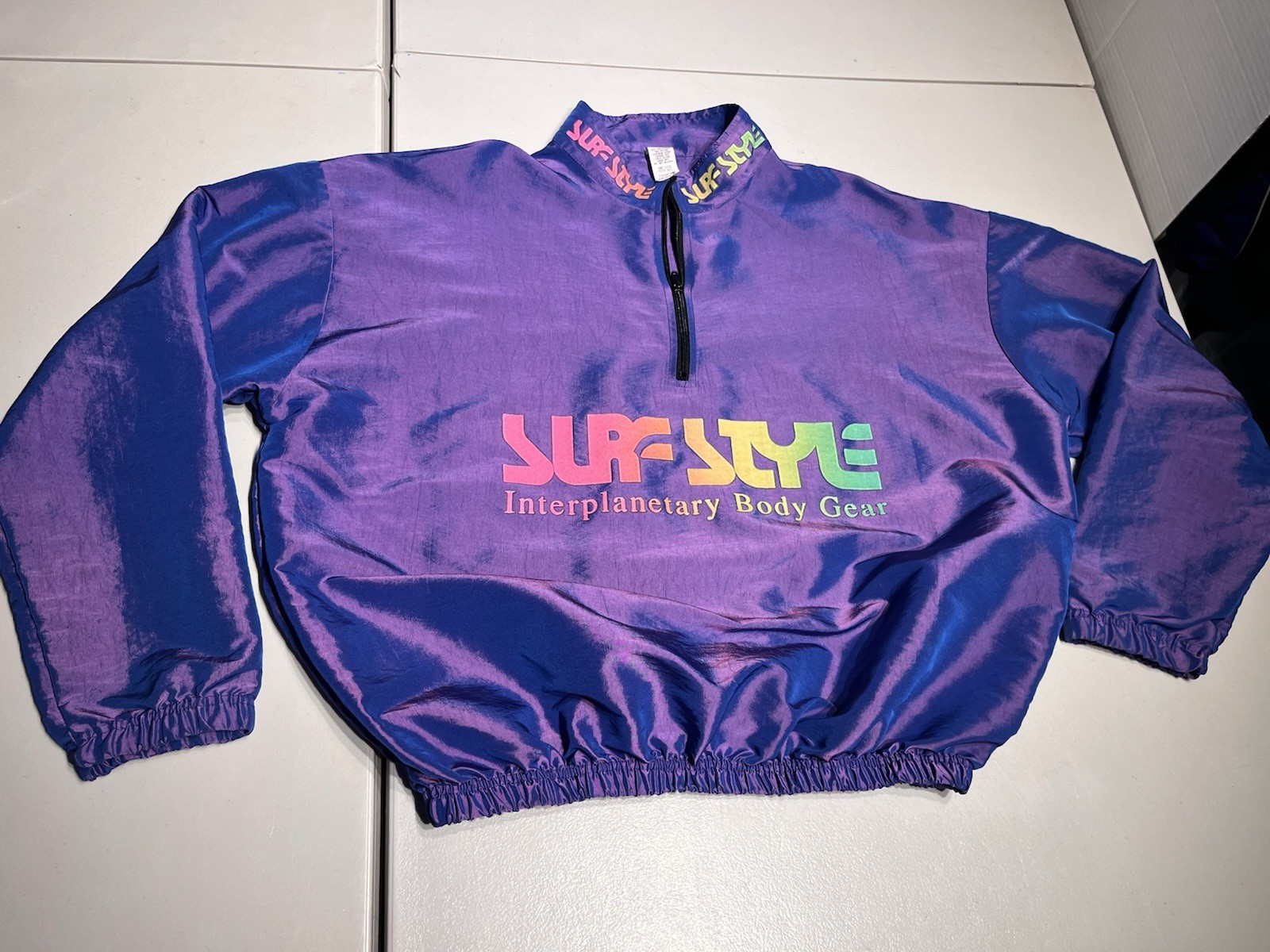 Surf Style Jacket Men’s One Size USA Purple Iridescent 1/4 Zip Windbreaker VTG