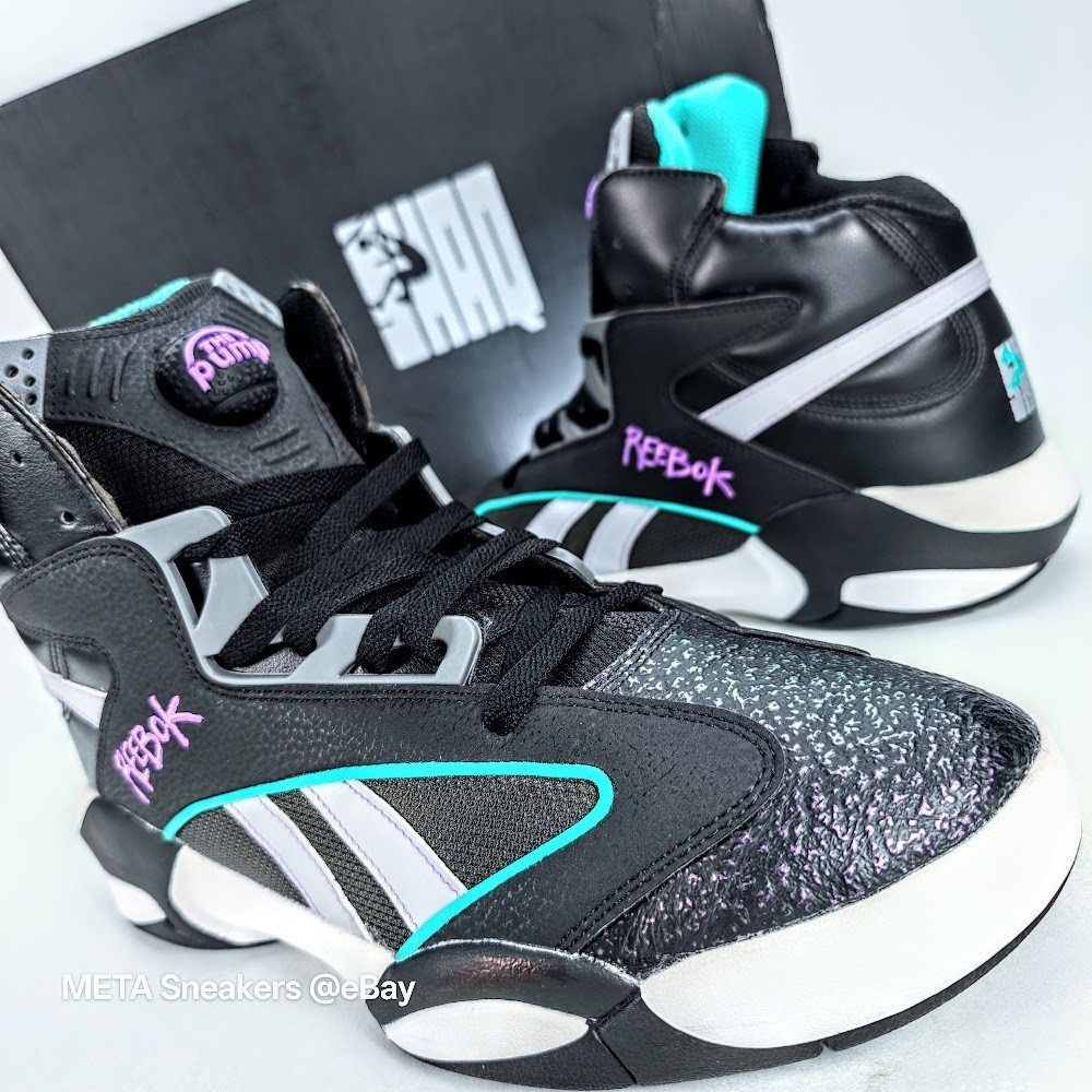 Reebok Shaq Attaq Pump US 13 Men’s Black White Purple Blacktop Retro HR0501 NIB
