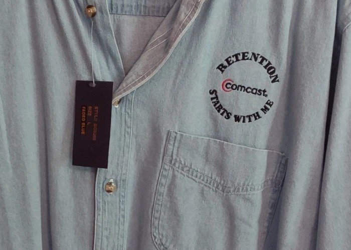 Blue Generation Shirt Men’s Blue Denim 100% Cotton Button Down New Lrg Comcast