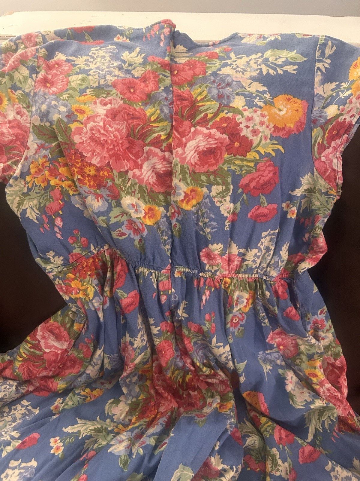 eShakti Dress Plus Size 2X Pockets Blue Floral Fit & Flare Cottagecore Garden