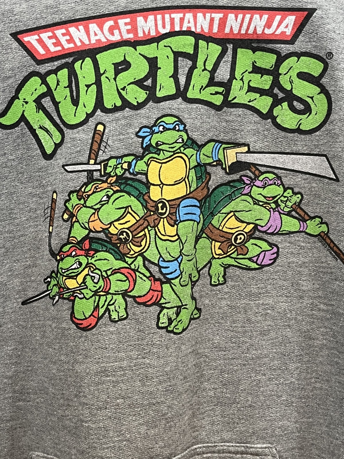 Teenage Mutant Ninja Turtles Hoodie Mens XL Gray Graphic Pullover TMNT Retro