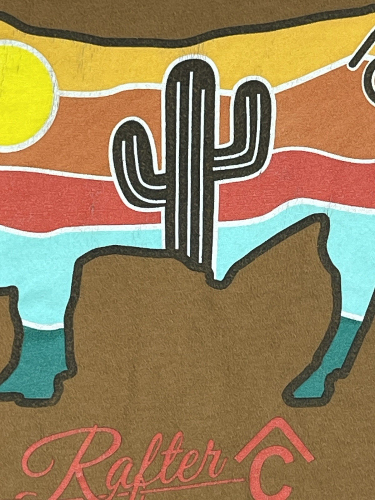 American Apparel Southwest Desert Print Khaki Crew Neck Short Sleeve Tee Small