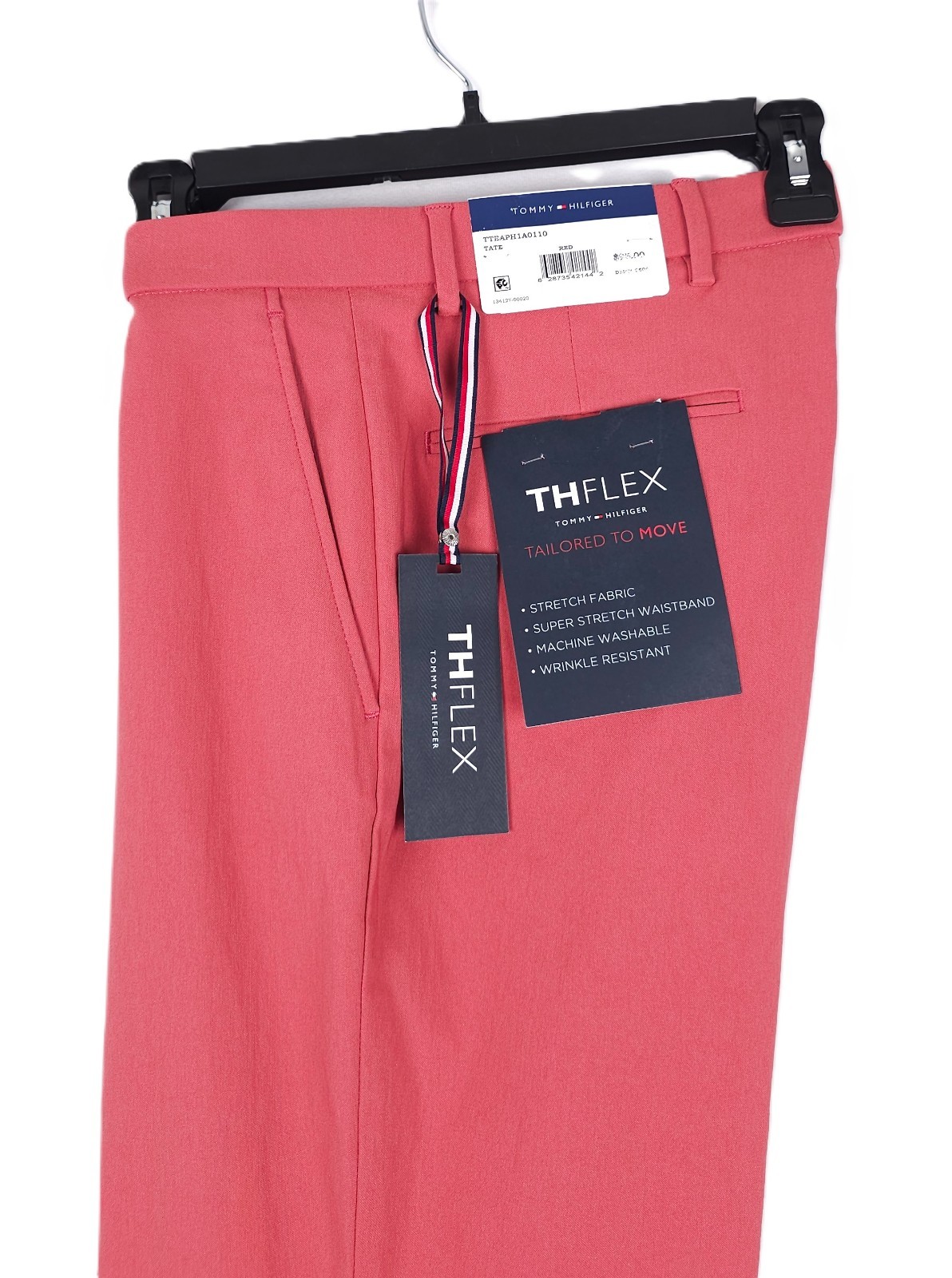 Tommy Hilfiger Mens Modern Fit Dress Pants 32×30 Red Solid Flex Stretch NWT