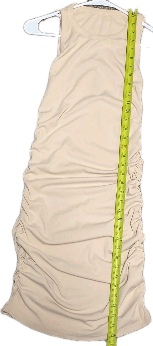 Apricot Women’s Sleeveless Ribbed Side Ruched Bodycon Midi Dress Size Large