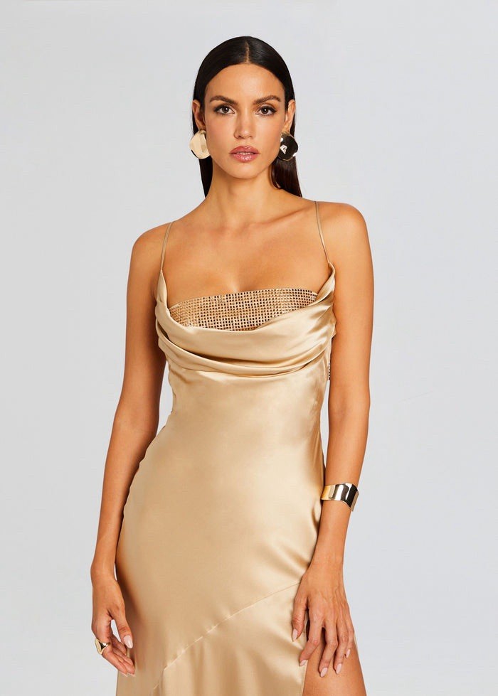 NWT $798 Retrofete Emery Crystal Sequin Embellished silk maxi dress size Large
