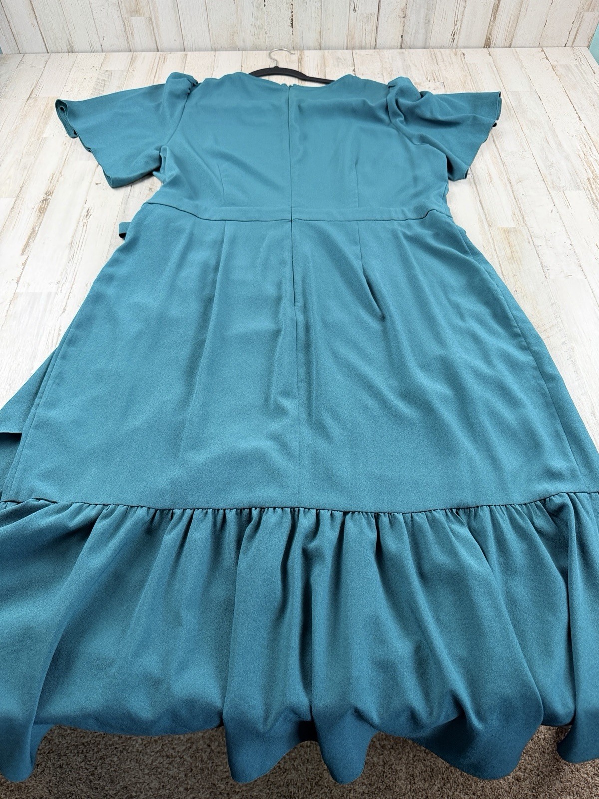 Alex Marie wrap dress Ruffled Hem Flutter Sleeves Teal Women’s Size 16