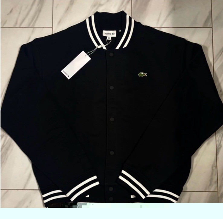 Lacoste Men’s Logo Bomber Jacket Black White New