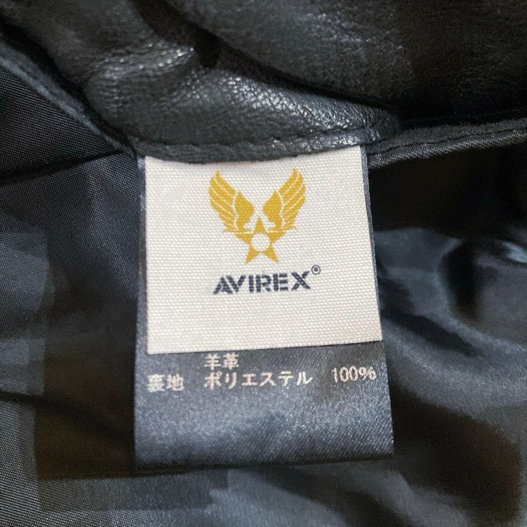 AVIREX Lamb Leather Hooded Jacket Blouson Coat Men Size M Black Genuine